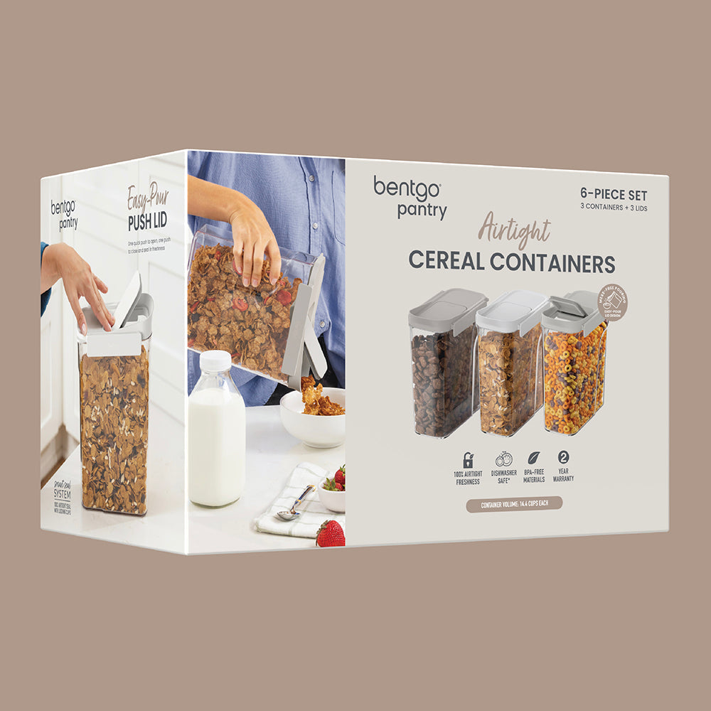 Bentgo® Pantry Airtight Cereal Containers (6-pcs) - White Stone | Packaging