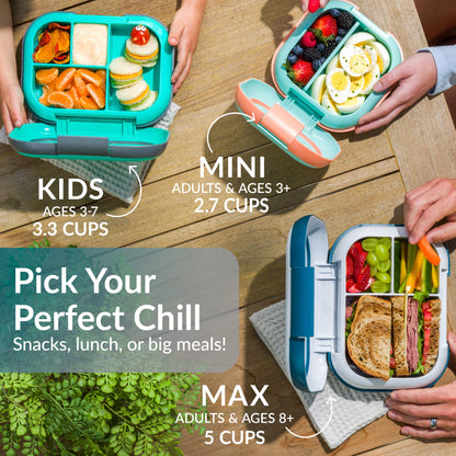 Bentgo® Chill Max Lunch Box - Fog and Deep Teal | Pick Your Perfect Chill - Snacks, Lunch, Or Big Meals