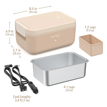Bentgo® Heat Electric Lunch Box - Latte | Dimensions + What’s In The Box