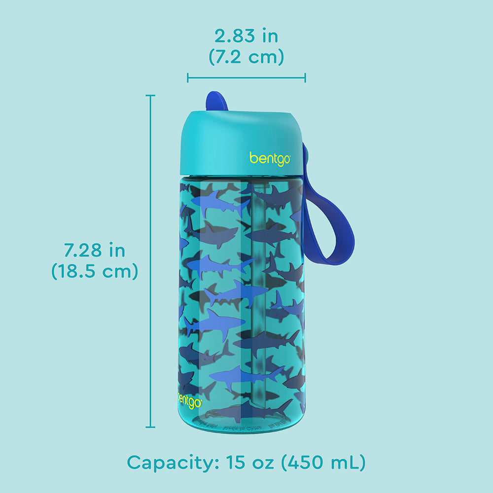 Bentgo® Kids Water Bottle - Sharks | Dimensions + What’s In The Box