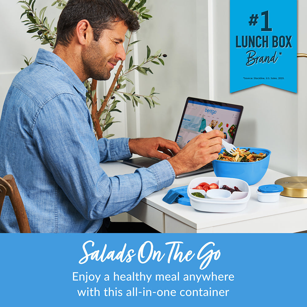 Bentgo® Salad Container (2-Pack) - Blue | Salads On The Go - Enjoy A Healthy Meal Anywhere With This All-In-One Container