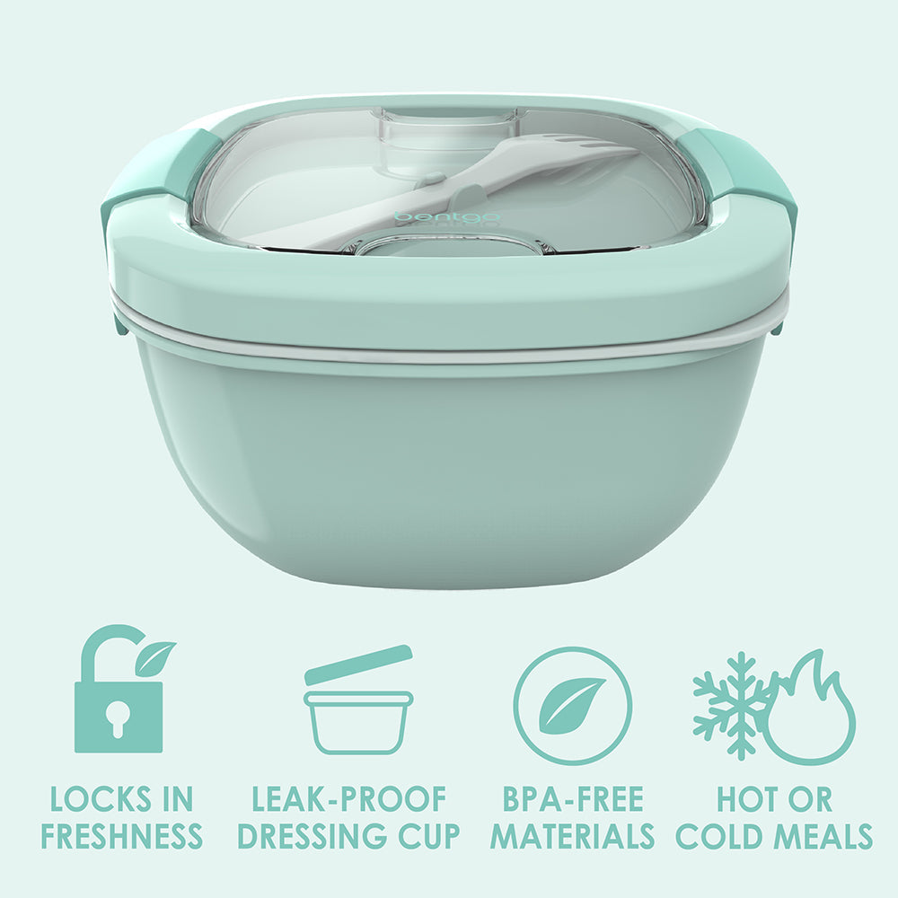 Bentgo® All-in-One Salad Container - Coastal Aqua | Locks In Freshness, Leak-Proof Dressing Cup, BPA-Free Materials, And Great For Hot Or Cold Meals