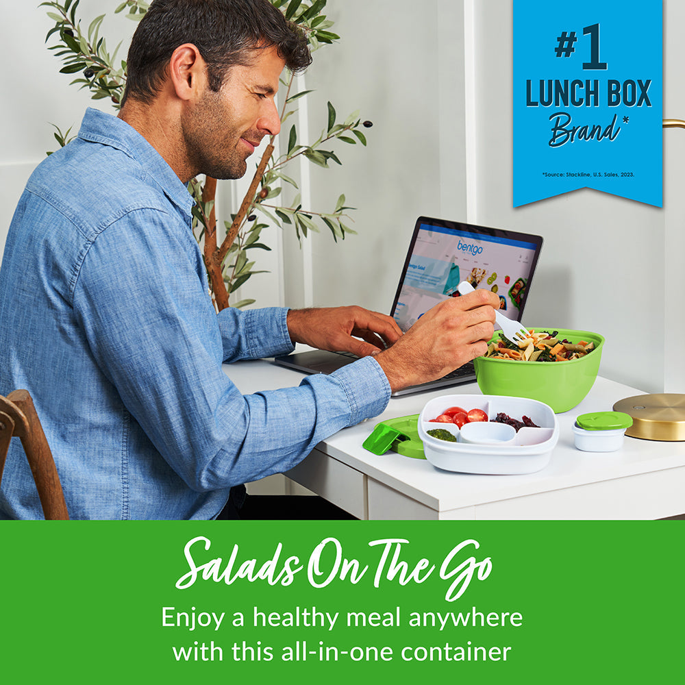 Bentgo® Salad Container (2-Pack) - Green | Salads On The Go - Enjoy A Healthy Meal Anywhere With This All-In-One Container