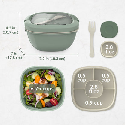 Bentgo® Salad Container (2-Pack) - Khaki Green | Dimensions And What’s In The Box
