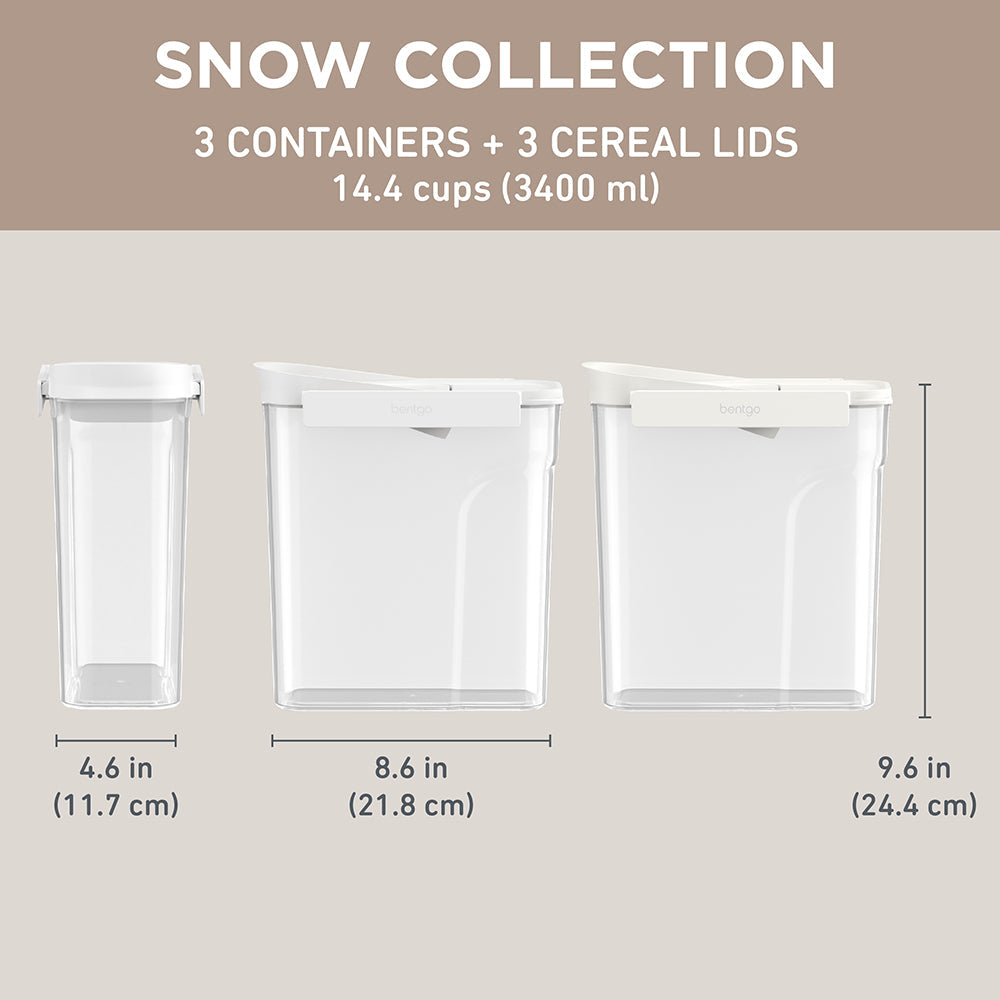 Bentgo® Pantry Airtight Cereal Containers (6-pcs) - Snow | Dimensions