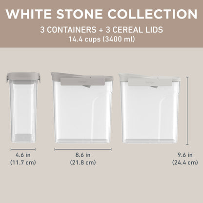 Bentgo® Pantry Airtight Cereal Containers (6-pcs) - White Stone | Dimensions