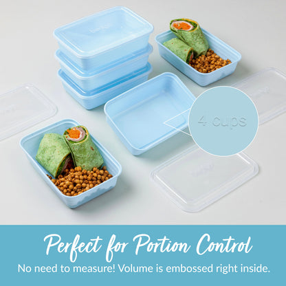Bentgo® Prep 1-Compartment Meal Prep Containers (20-Piece) - Sky | Perfect For Portion Control - No Need To Measure! Volume Is Embossed Right Inside
