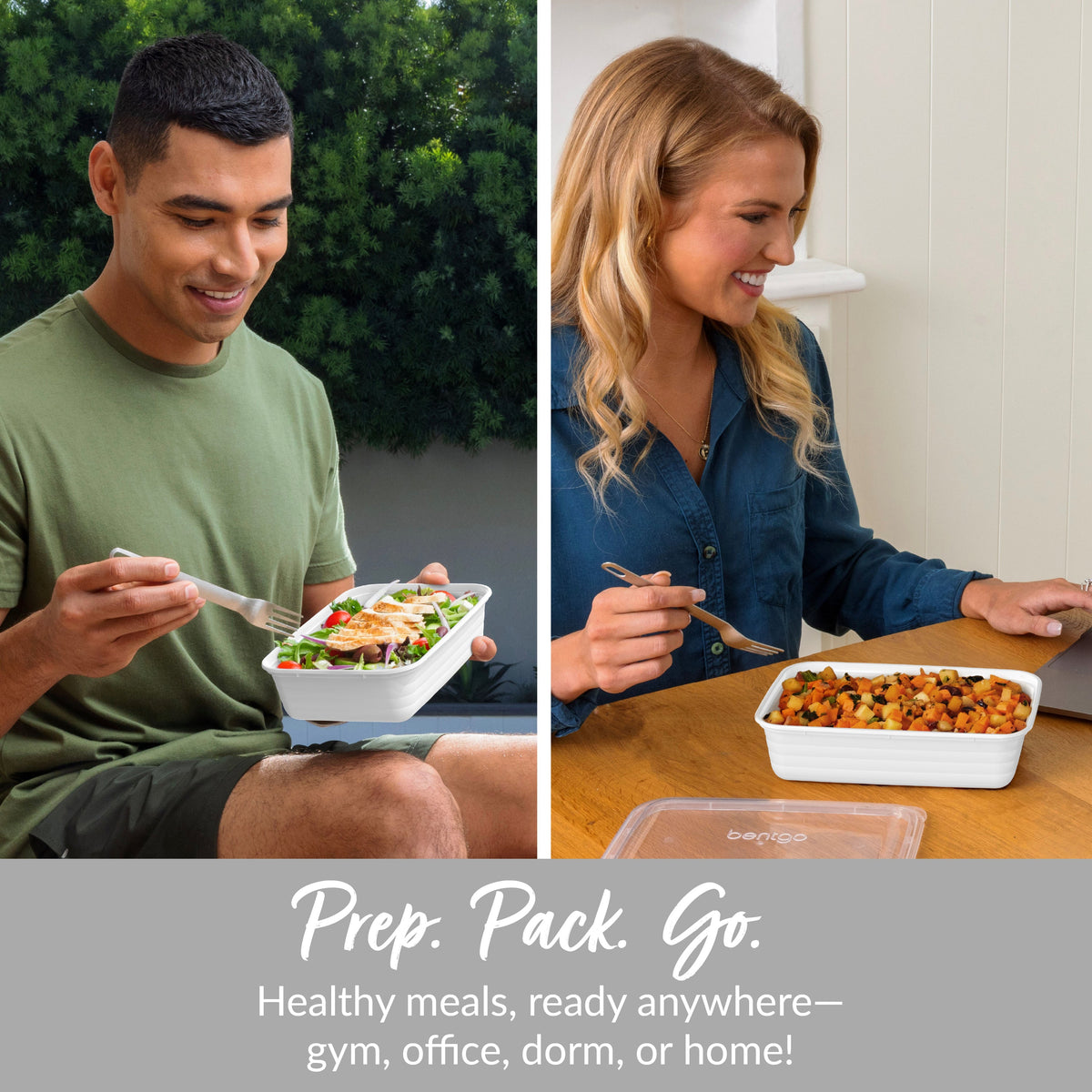 Bentgo® Prep 1-Compartment Meal Prep Containers (20-Piece) - White | Prep. Pack. Go. - Healthy Meals, Ready Anywhere - Gym, Office, Dorm, Or Home!